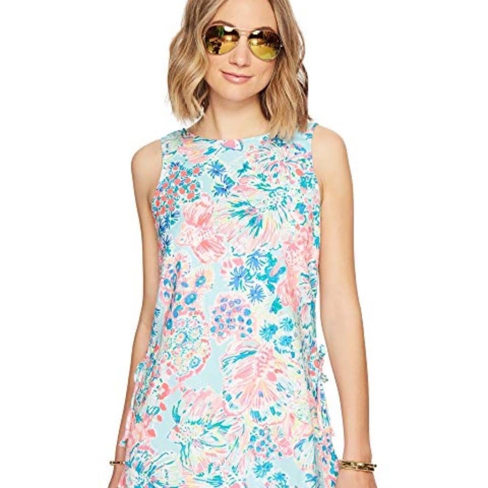 Lilly Pulitzer Donna Split Tunic Top Shirt Serene Blue Gypsea Large